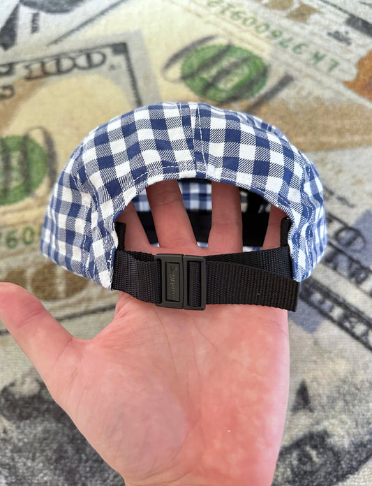Supreme Gingham Camp Cap – Navy