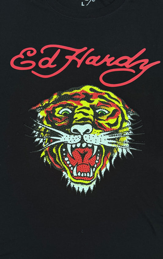 Ed Hardy Retro Tiger T-Shirt Faded Black