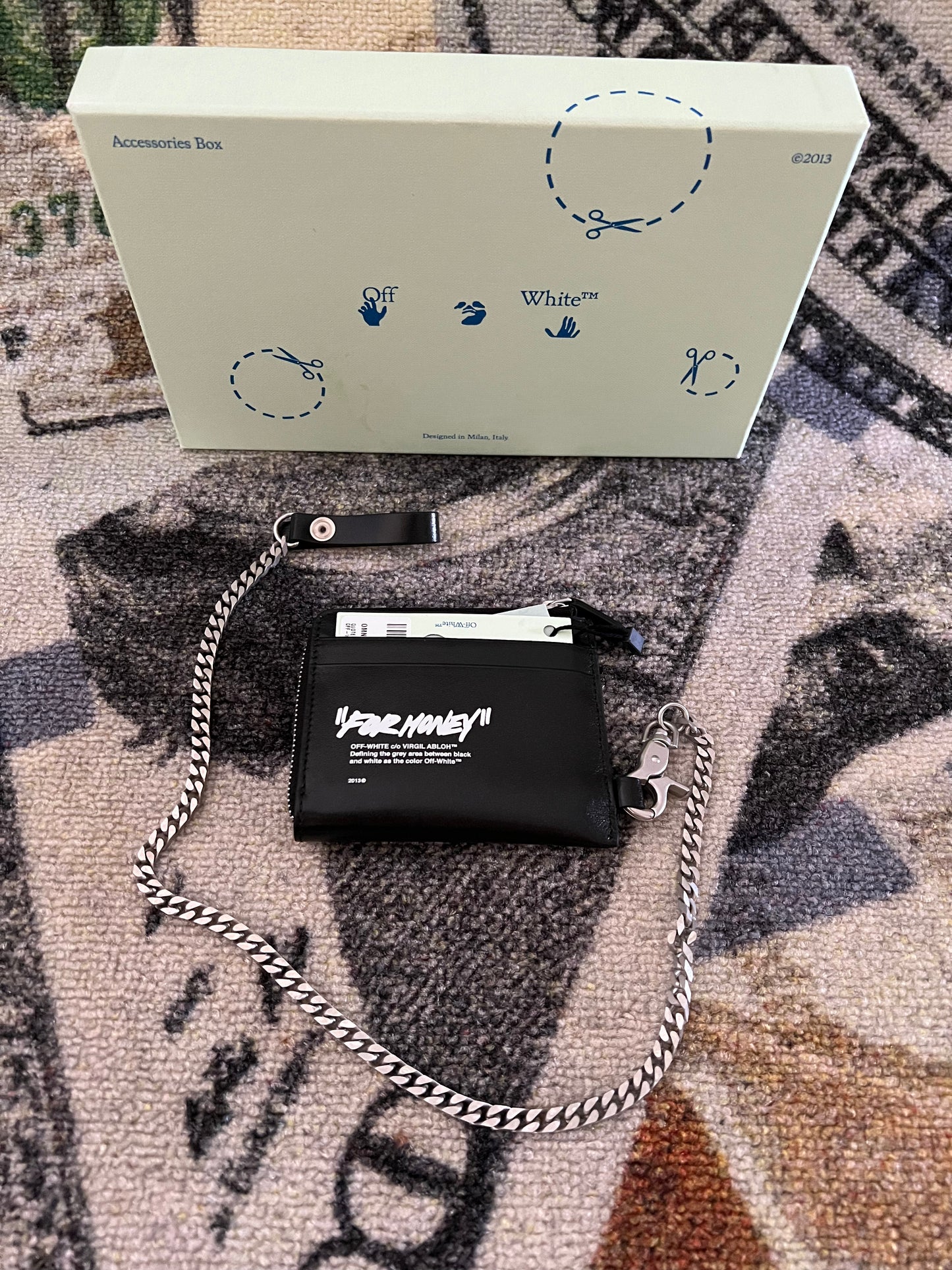 Off-White Black Quote Chain Wallet
