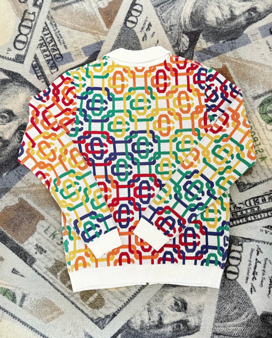 Casablanca Monogram Knit Zip Jumper