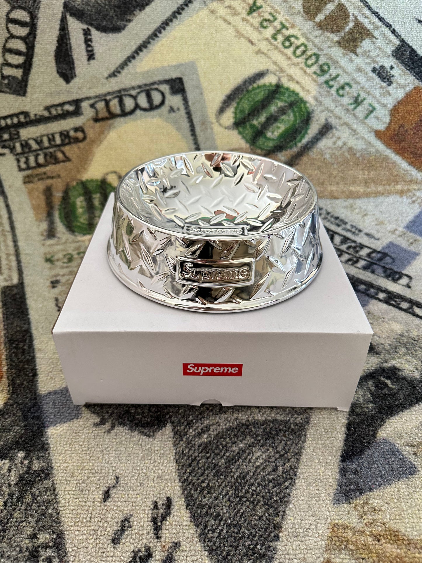 Supreme Diamond Plate Dog Bowl