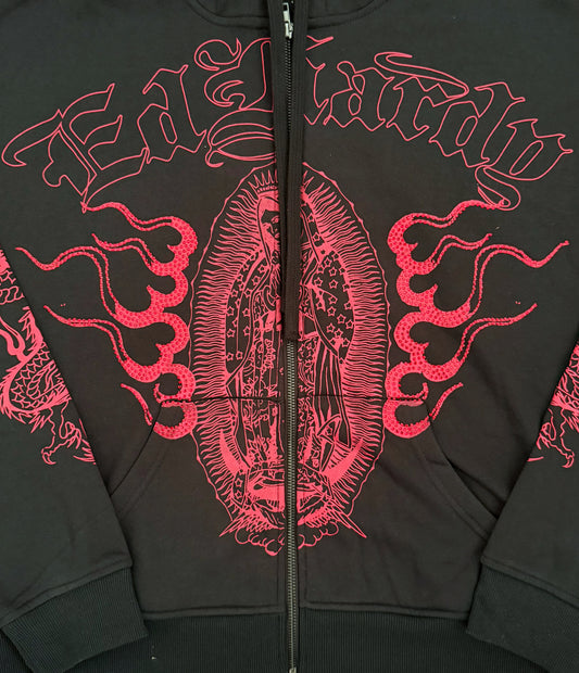 MARY DRAGONS RHINESTONE BOXY ZIP HOODIE