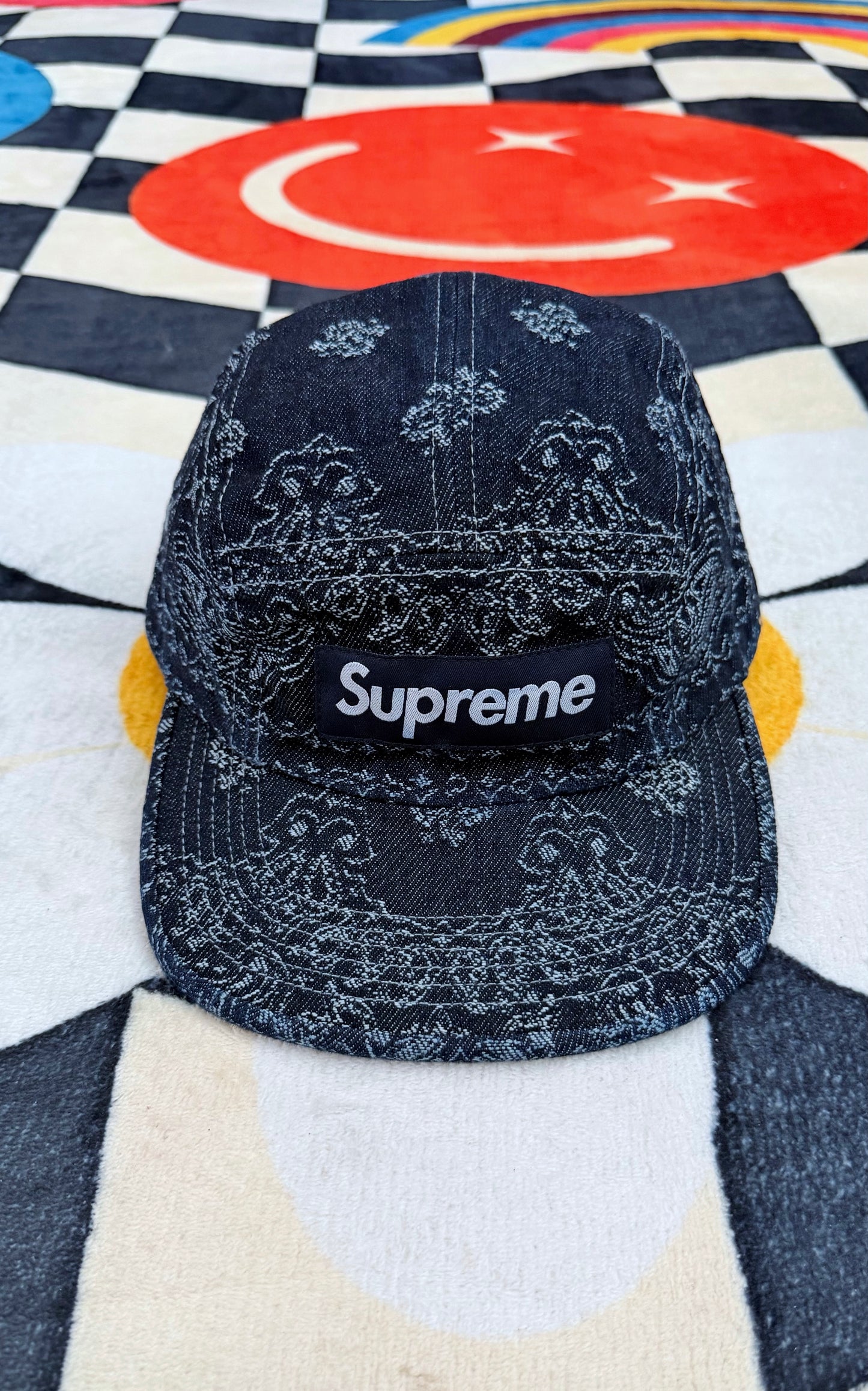 SUPREME BANDANA JACQUARD DENIM CAMP CAP 🩶🧢