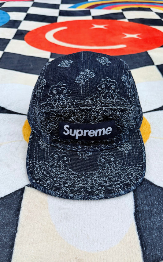 SUPREME BANDANA JACQUARD DENIM CAMP CAP 🩶🧢