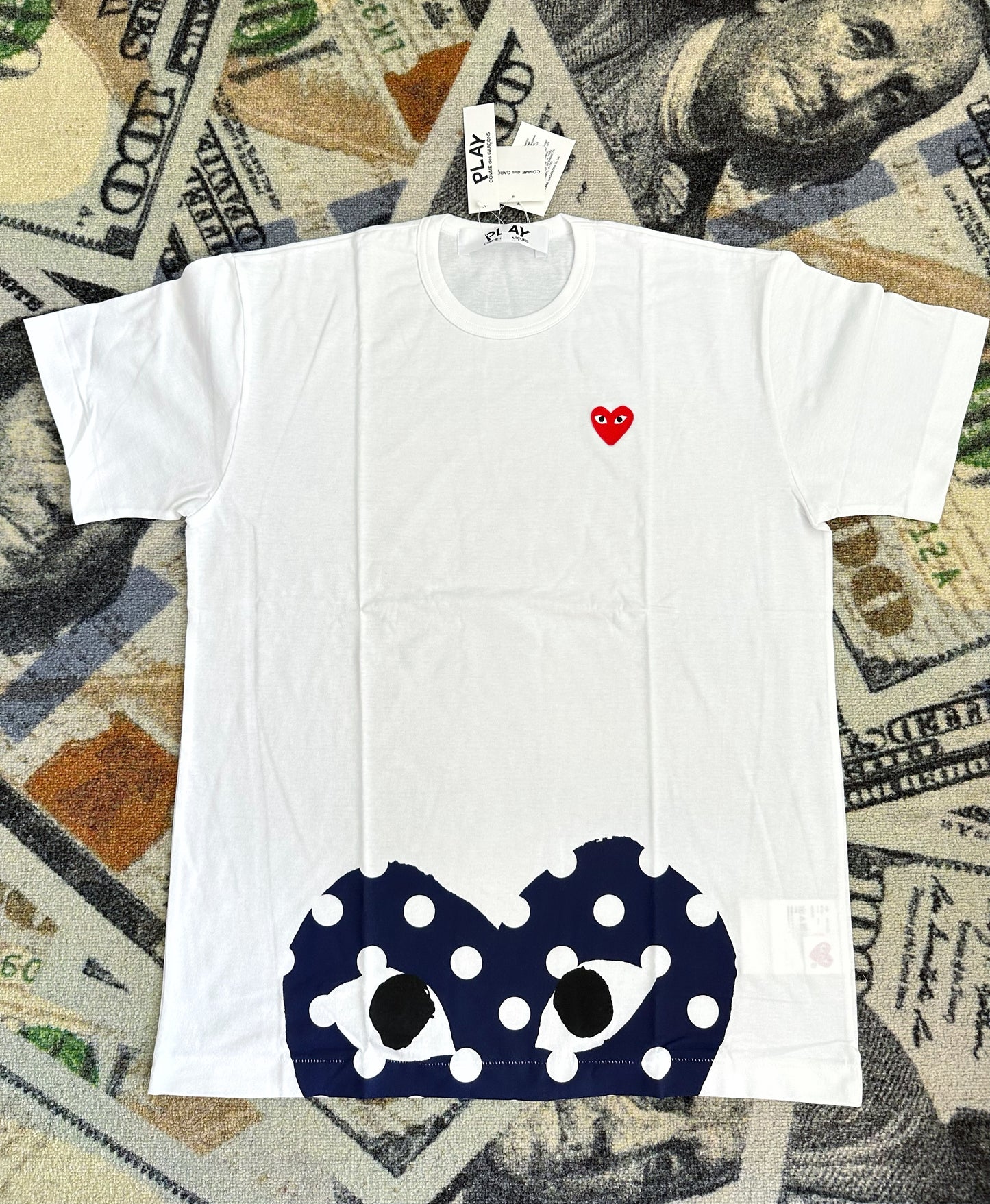 Comme des Garçons PLAY Half Polka Dot Graphic Tee – White