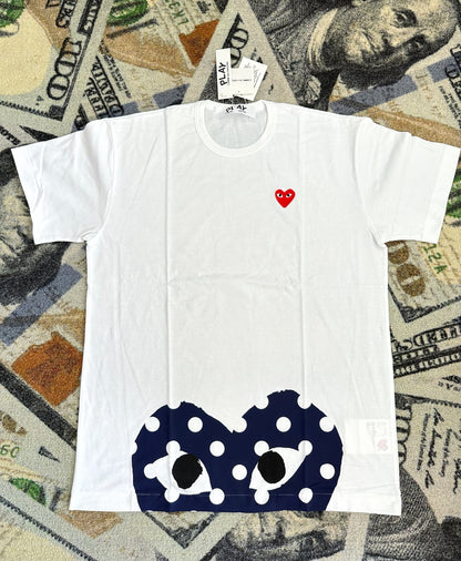 Comme des Garçons PLAY Half Polka Dot Graphic Tee – White