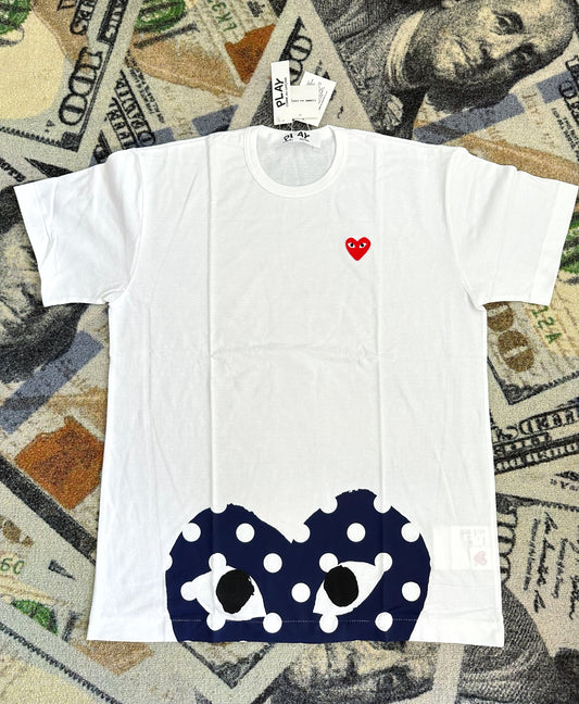 Comme des Garçons PLAY Half Polka Dot Graphic Tee – White