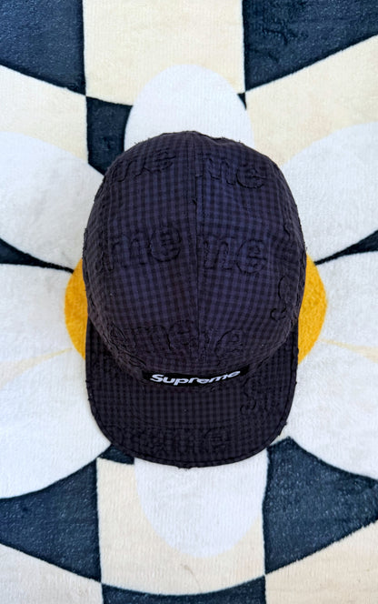 Supreme Monogram Gingham Camp Cap Black