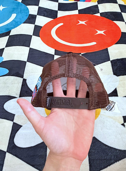 Von Dutch Hollywood Velvet Trucker Hat – Brown