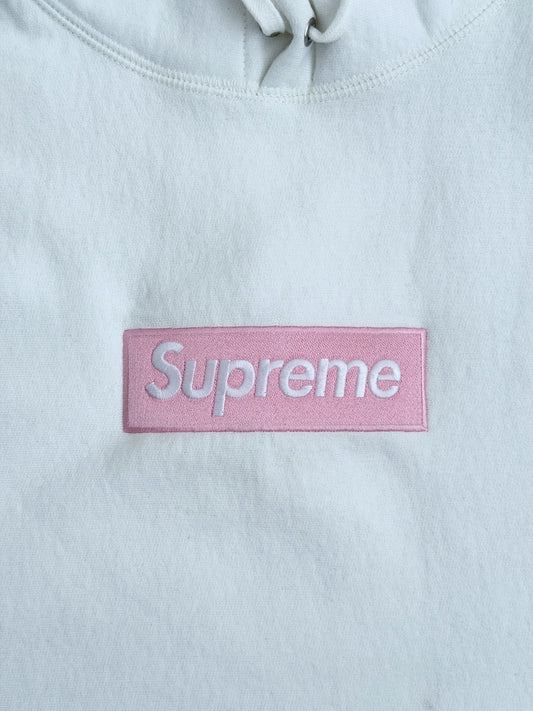 Hoodie Supreme box logo white