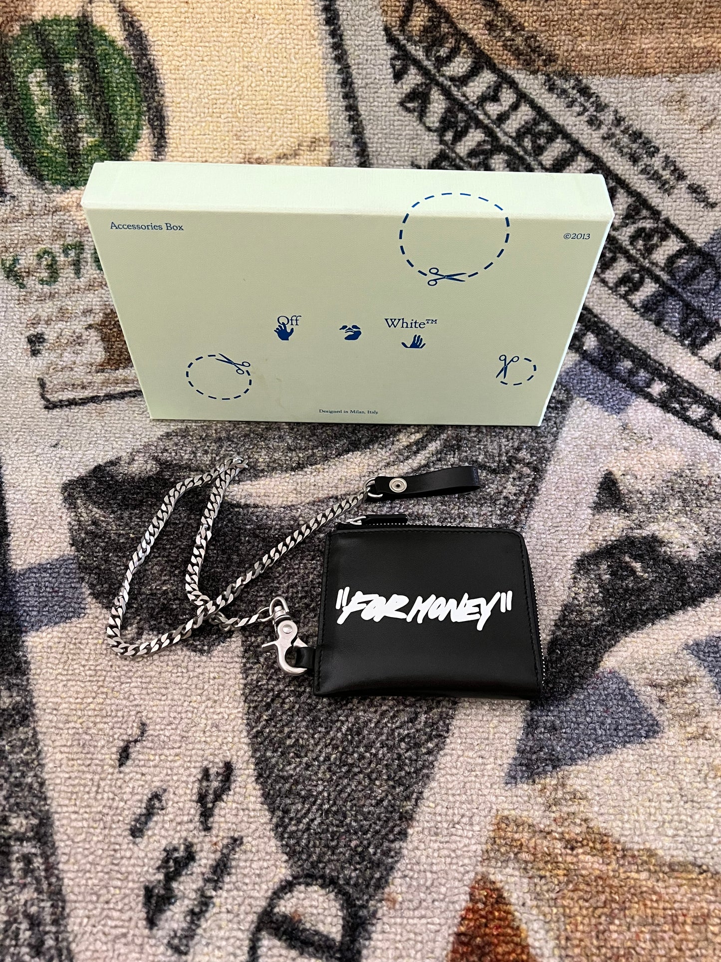 Off-White Black Quote Chain Wallet