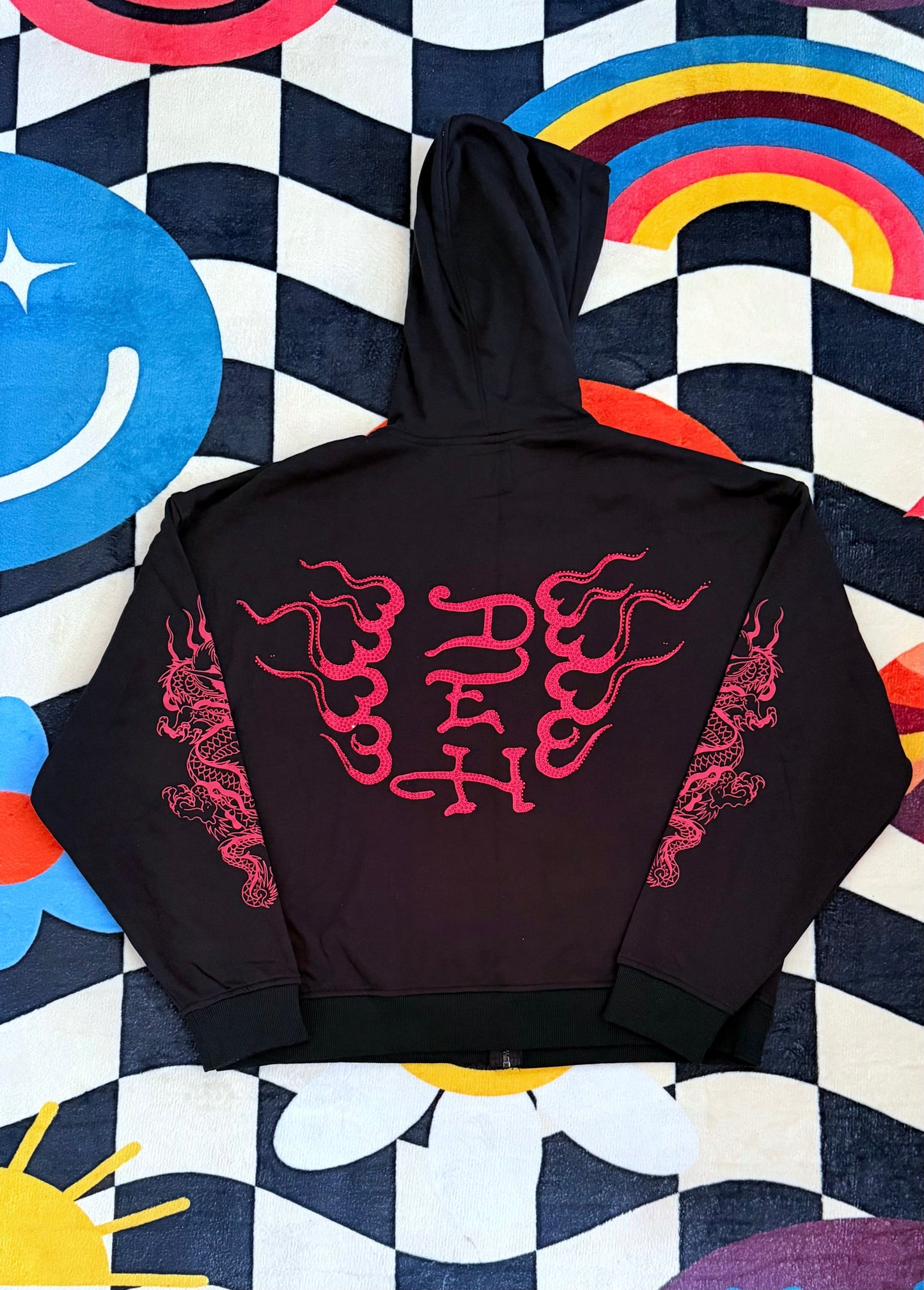 MARY DRAGONS RHINESTONE BOXY ZIP HOODIE