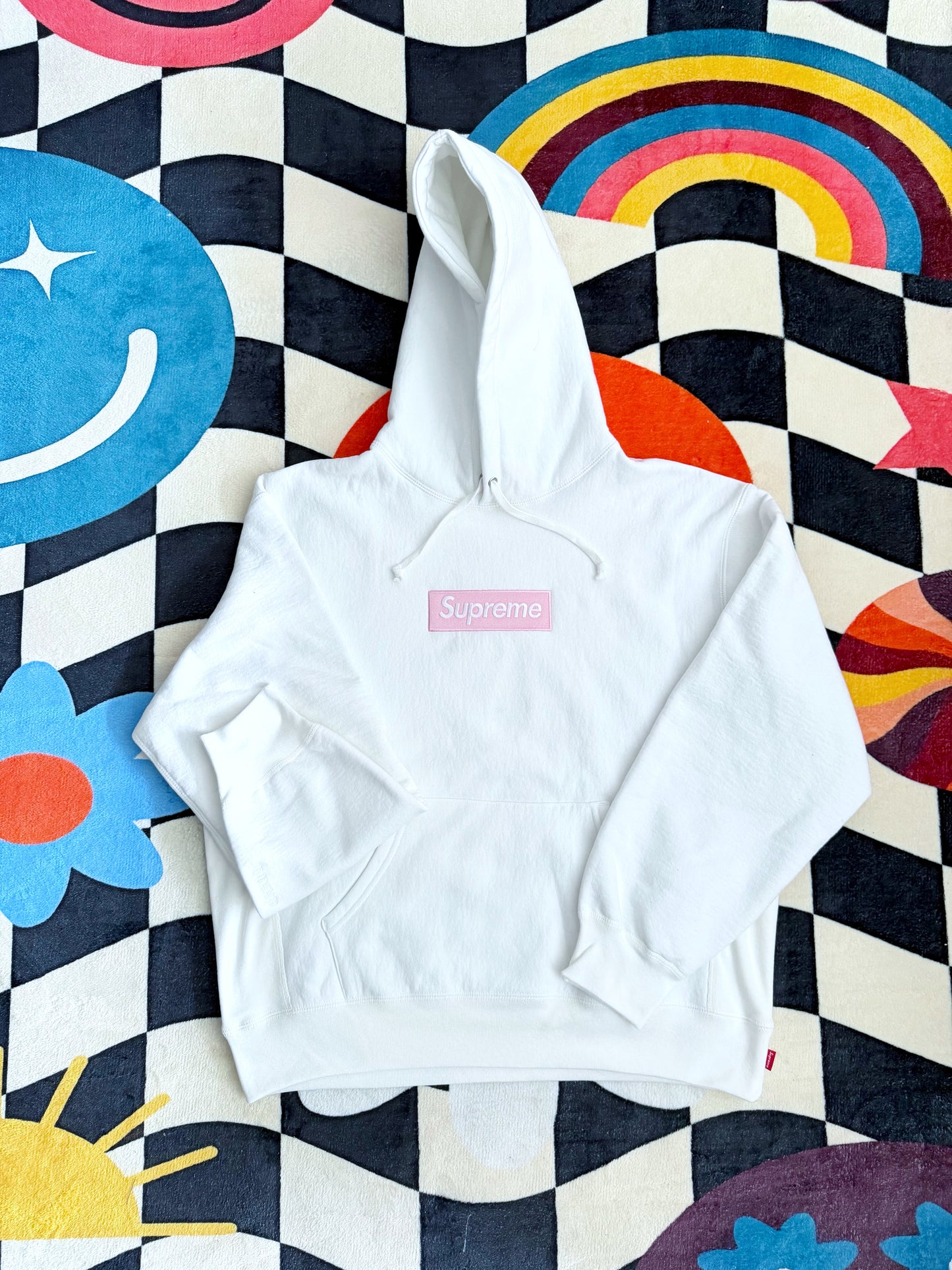 Hoodie Supreme box logo white