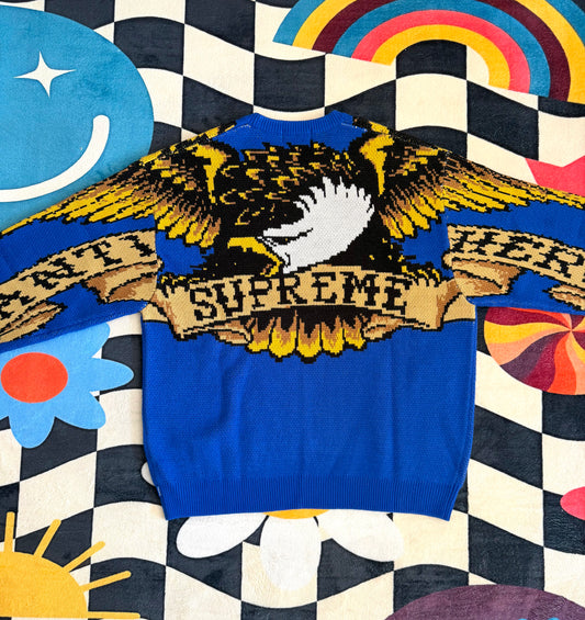 Antihero eagle sweater blue