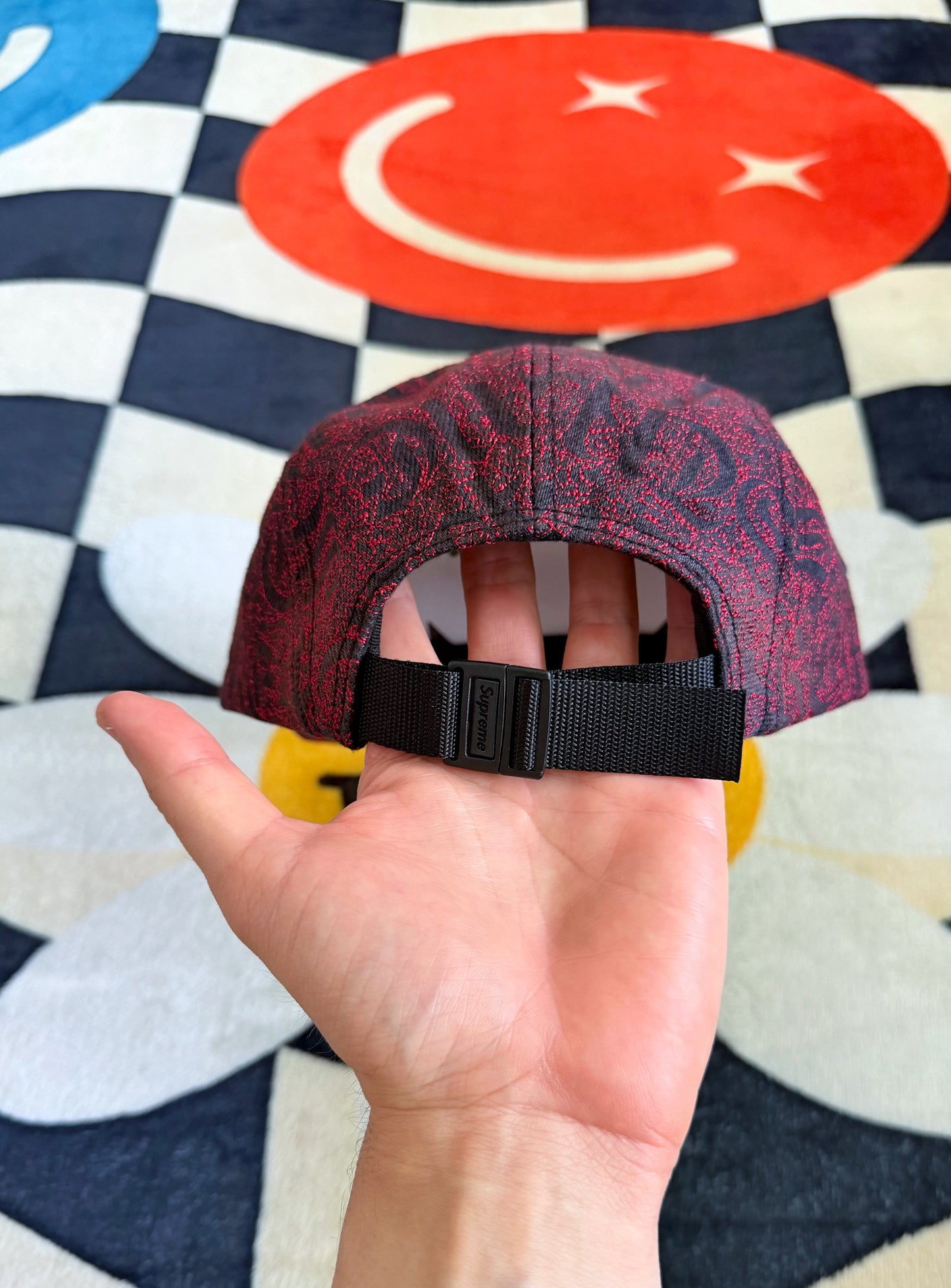 SUPREME STITCHED OLD ENGLISH RED CAMP CAP