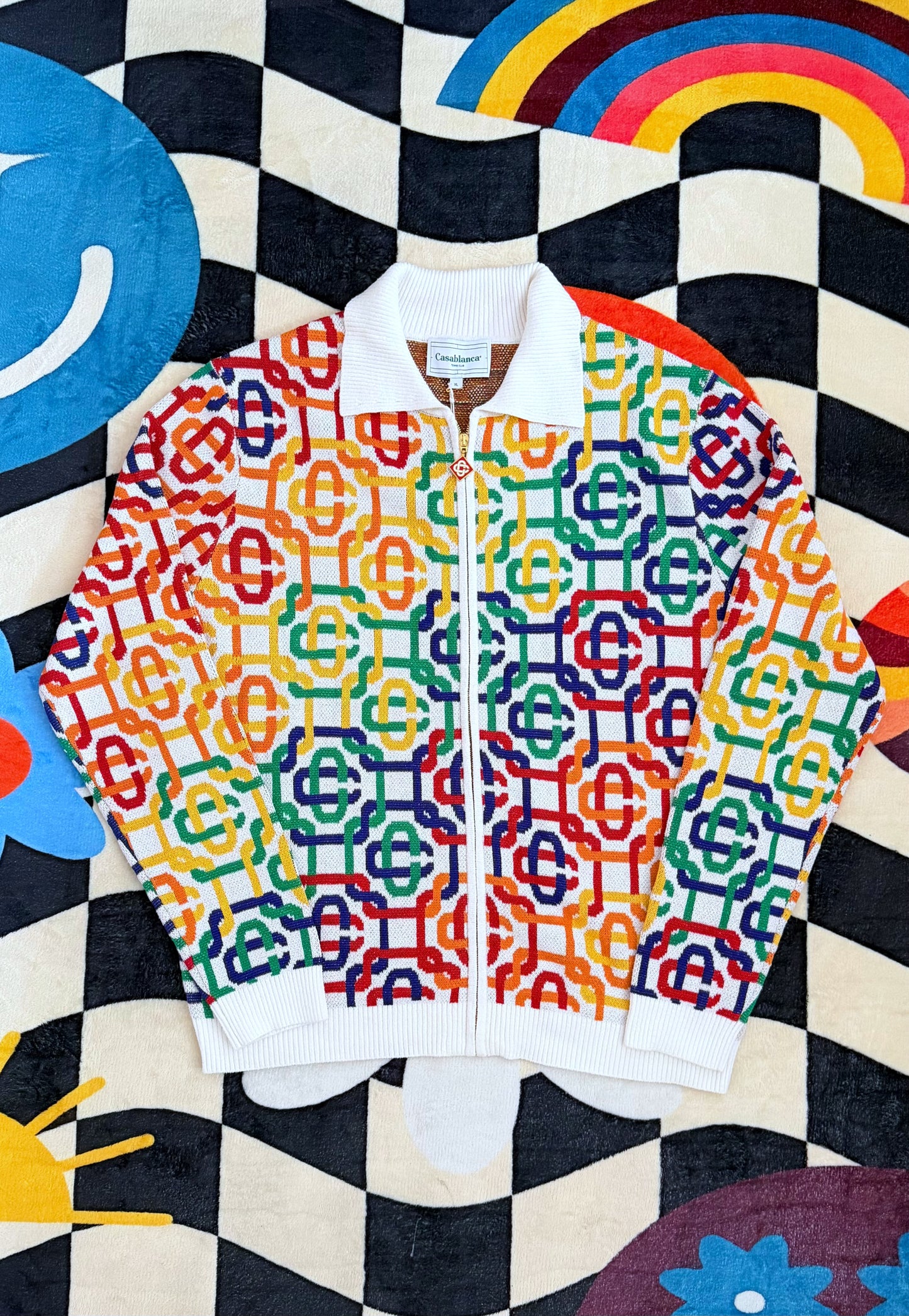 Casablanca Monogram Knit Zip Jumper