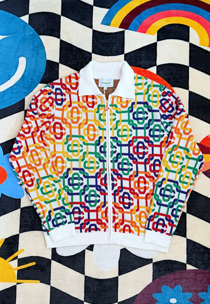 Casablanca Monogram Knit Zip Jumper
