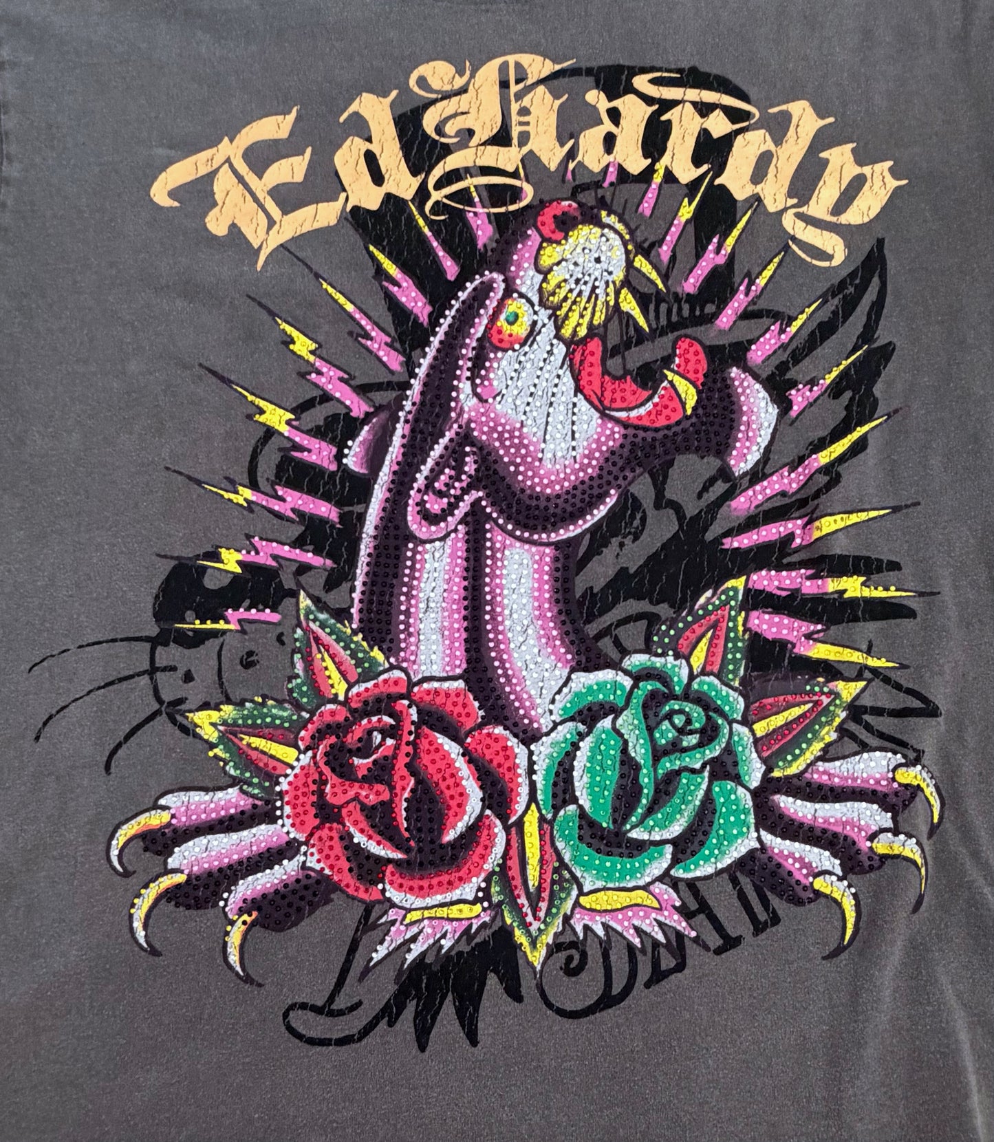 ED HARDY RHINESTONE PANTHER TEE