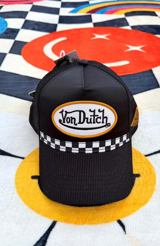 Von Dutch Flight Check Trucker Hat – Black