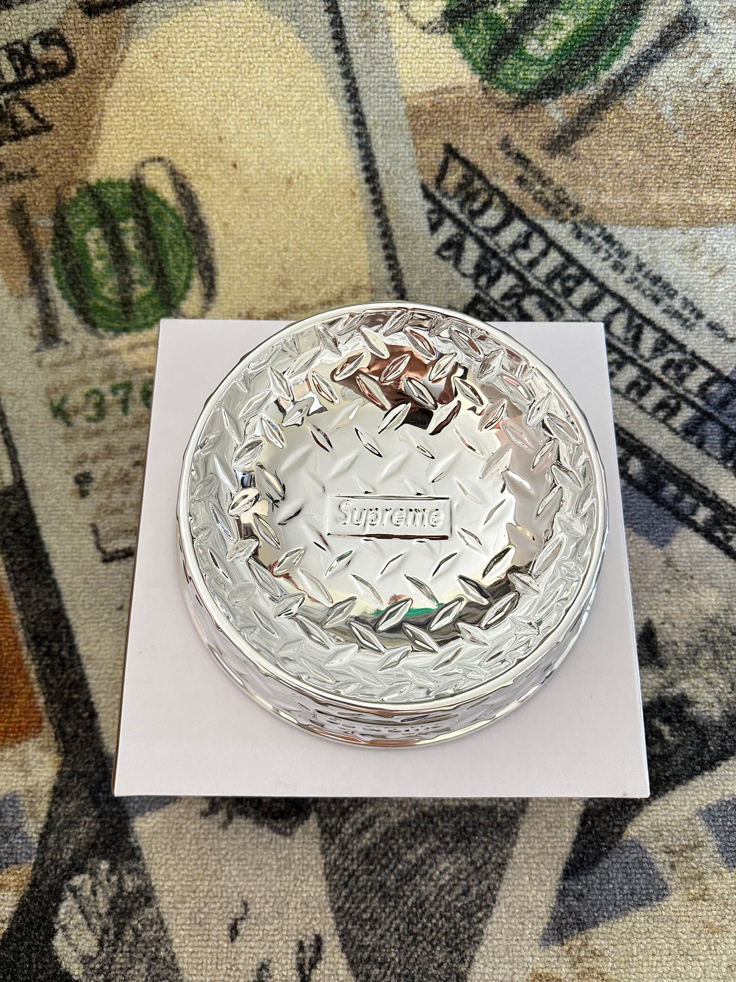 Supreme Diamond Plate Dog Bowl