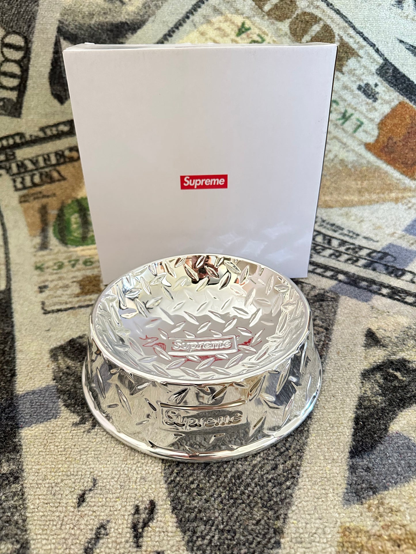 Supreme Diamond Plate Dog Bowl
