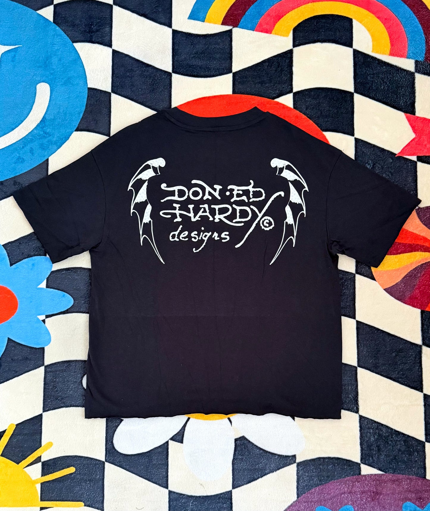 Ed Hardy Crosses Rhinestone Boxy Cropped Tee