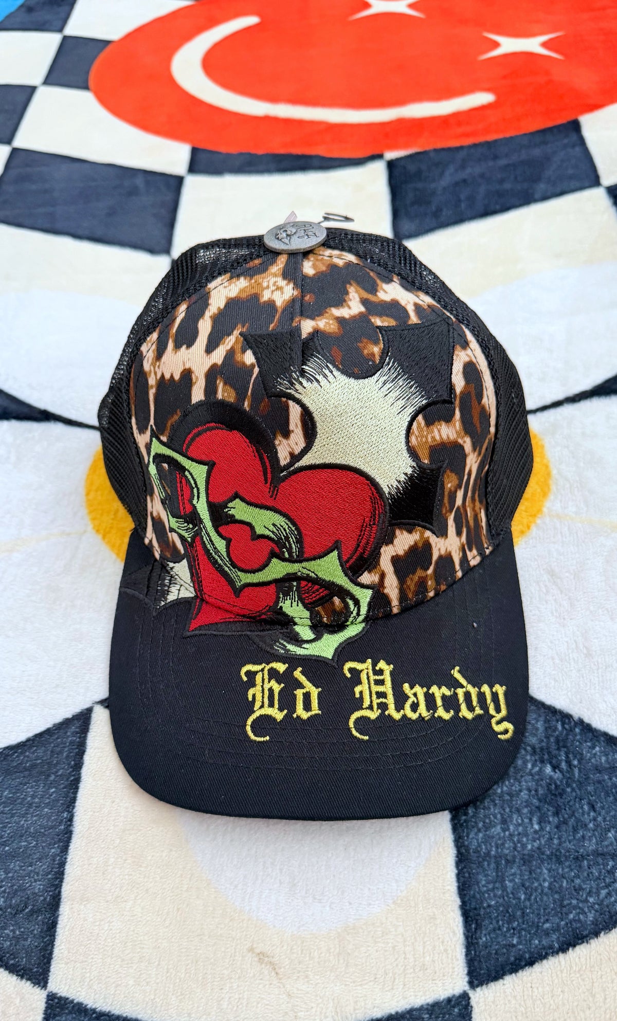 Ed Hardy Sacred Heart Trucker Hat – Leopard