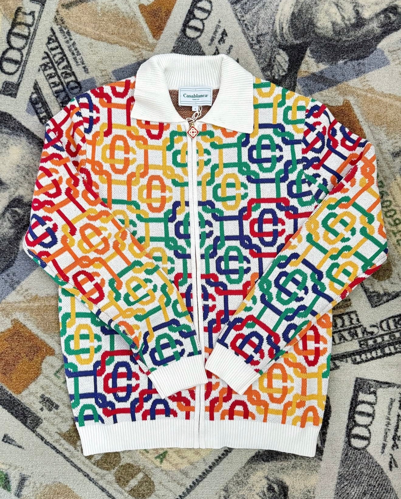 Casablanca Monogram Knit Zip Jumper