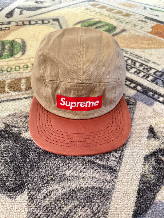 Supreme Hat – Olive Green Brown Leather