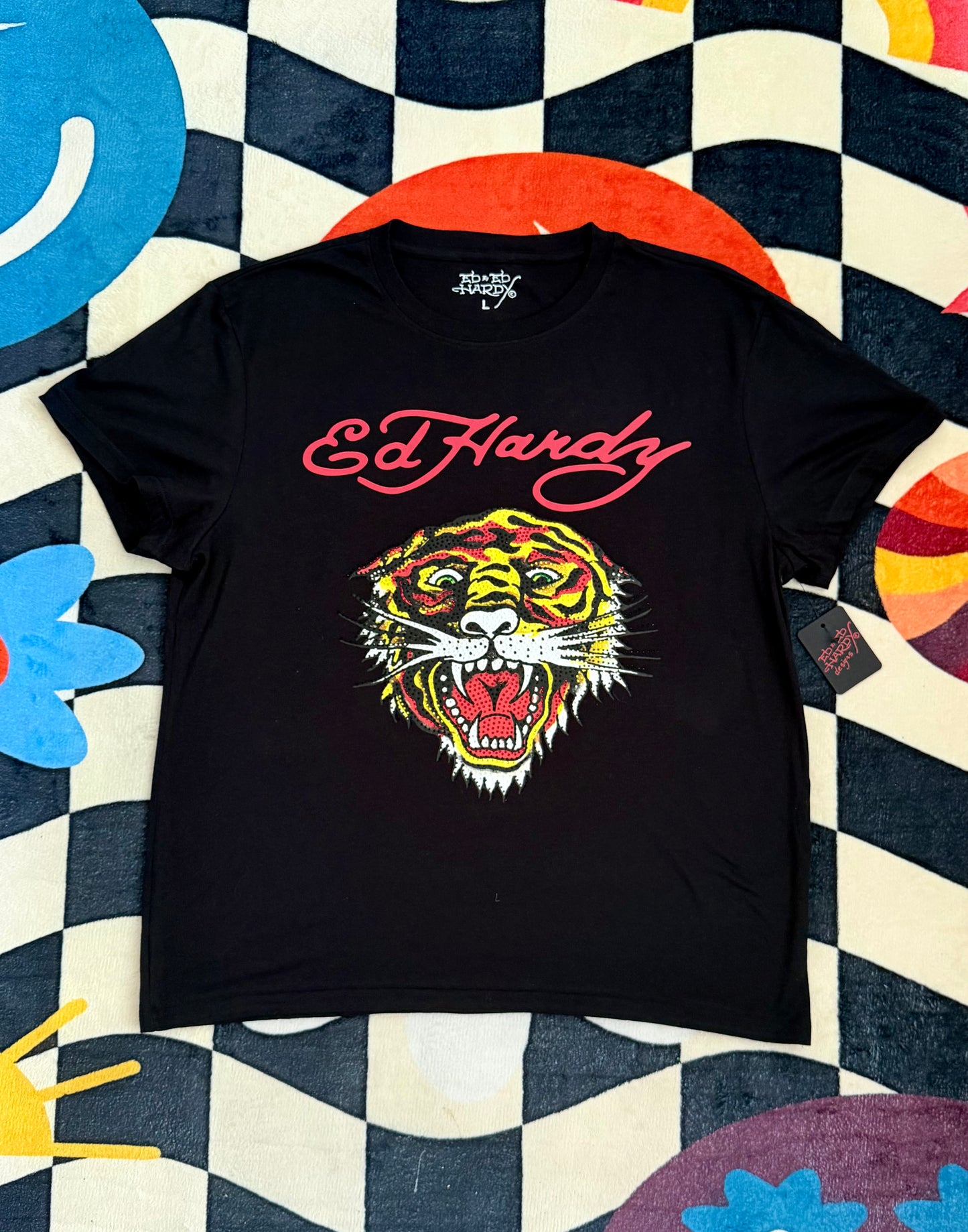 Ed Hardy Retro Tiger T-Shirt Faded Black