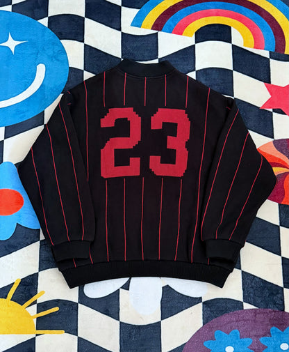 Supreme Pinstripe Varsity Zip-Up Sweater