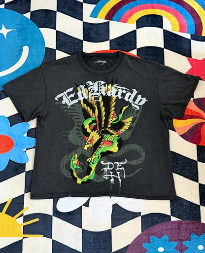 ED HARDY EAGLE SNAKE RHINESTONE BOXY TEE