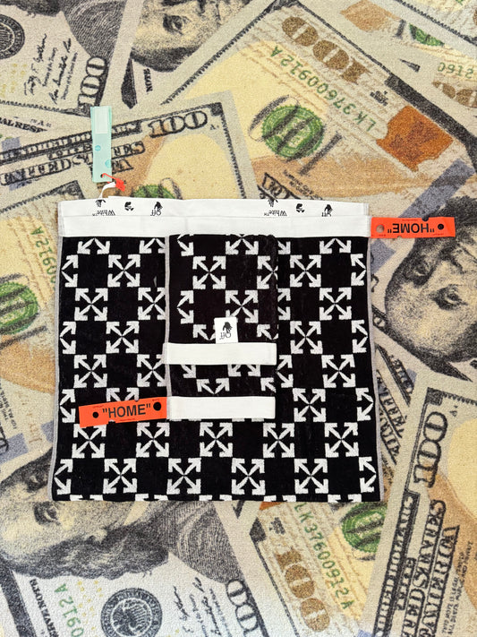 Off-White Arrow Pattern Towel Set – White/Black