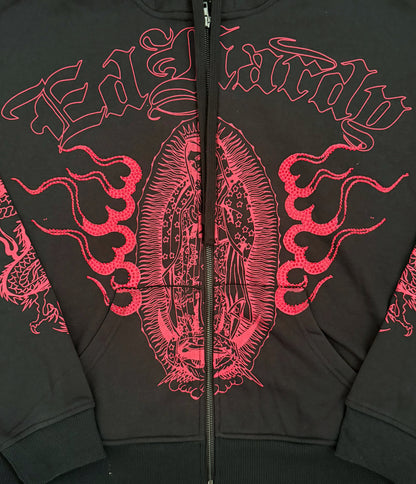 MARY DRAGONS RHINESTONE BOXY ZIP HOODIE
