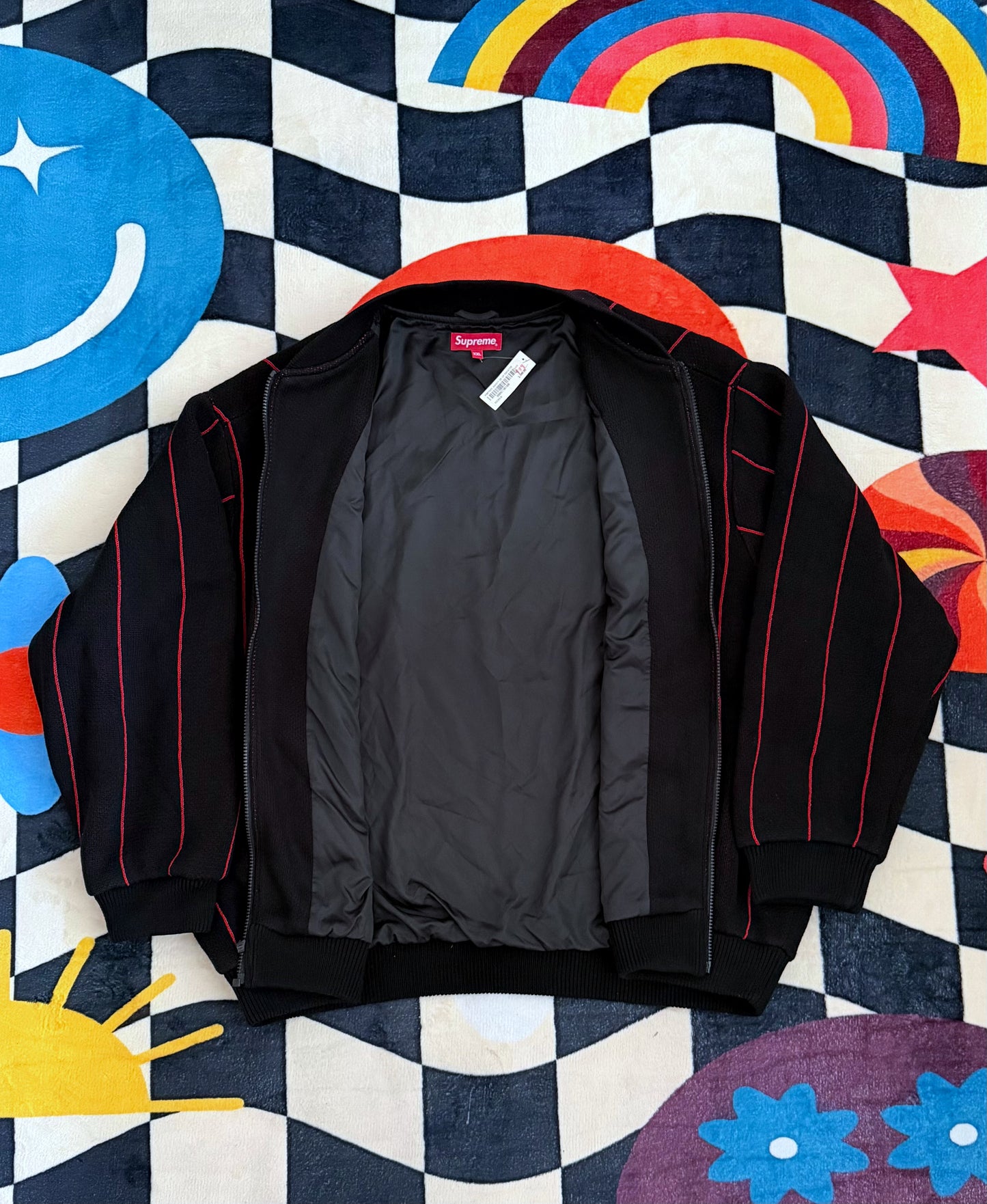 Supreme Pinstripe Varsity Zip-Up Sweater