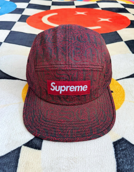 SUPREME STITCHED OLD ENGLISH RED CAMP CAP