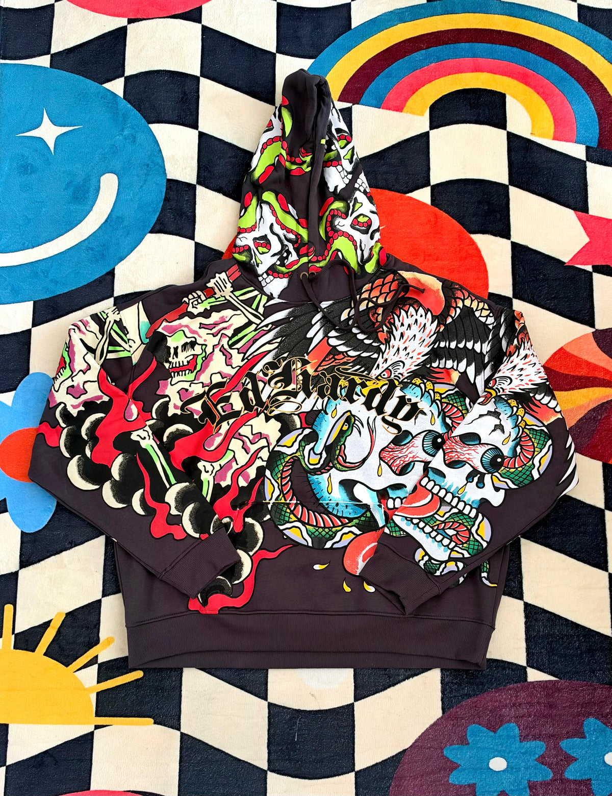 Ed Hardy Multi Skulls Boxy Hoodie