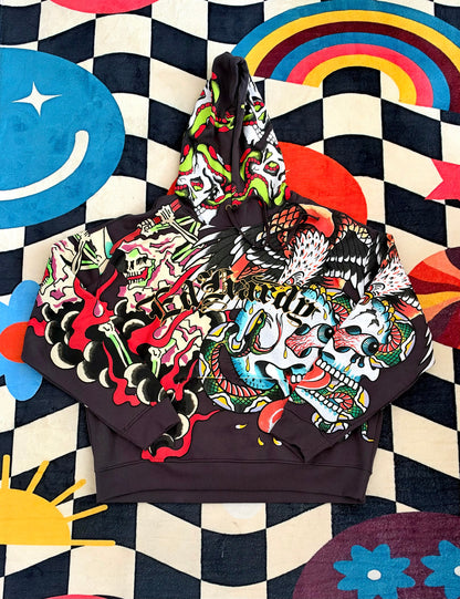Ed Hardy Multi Skulls Boxy Hoodie