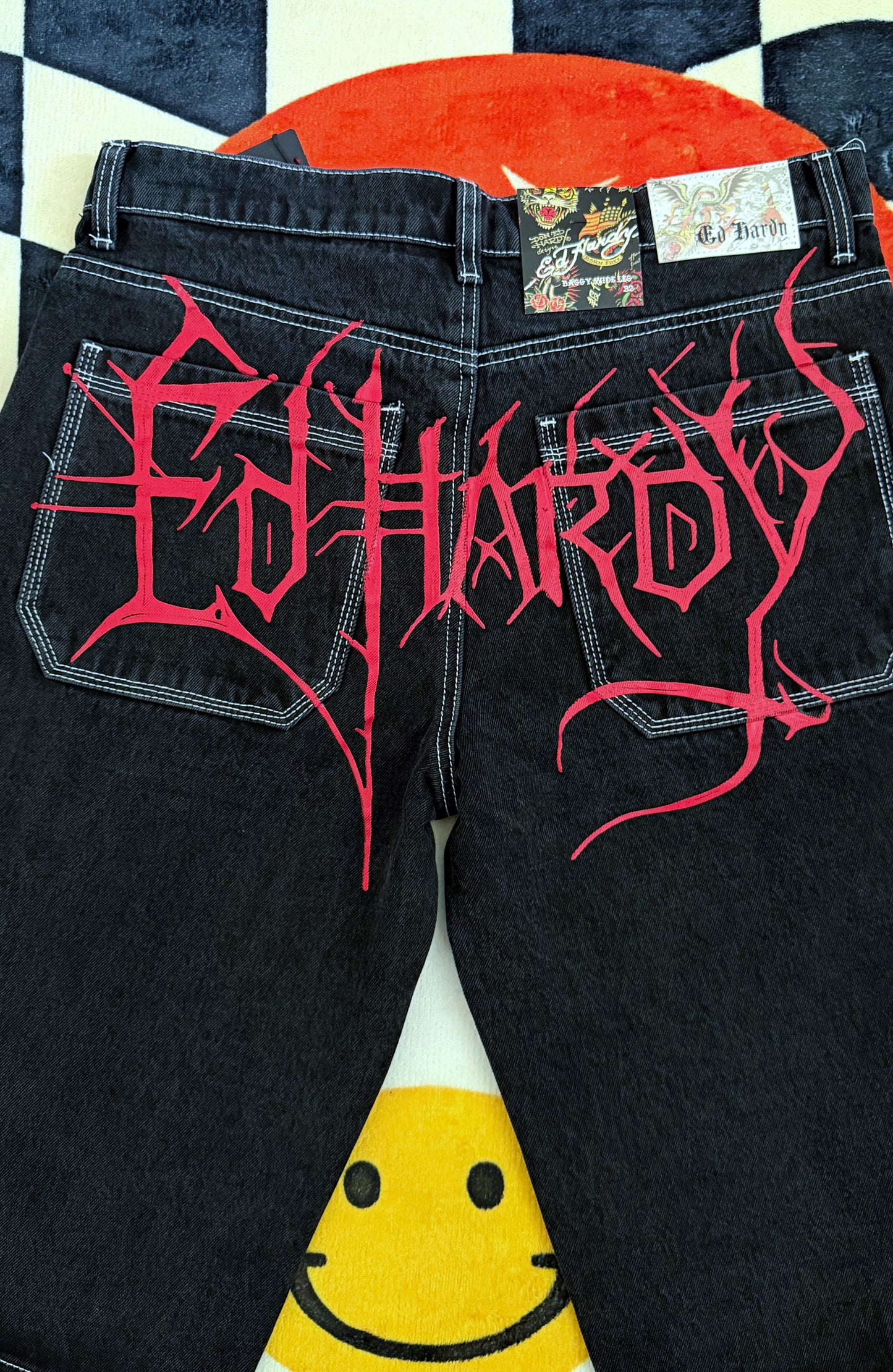 CROSSES RHINESTONE MENS DENIM SHORTS ED HARDY