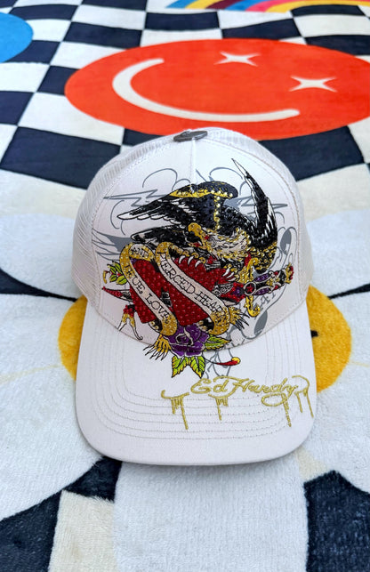 Ed Hardy Pierced Eagle Rhinestone Trucker Hat