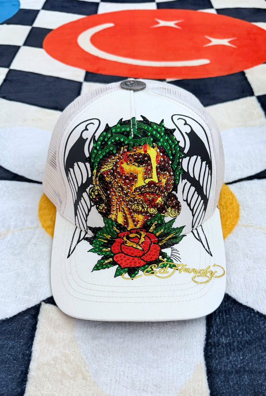 CHRIST RHINESTONE TRUCKER HAT IVORY
