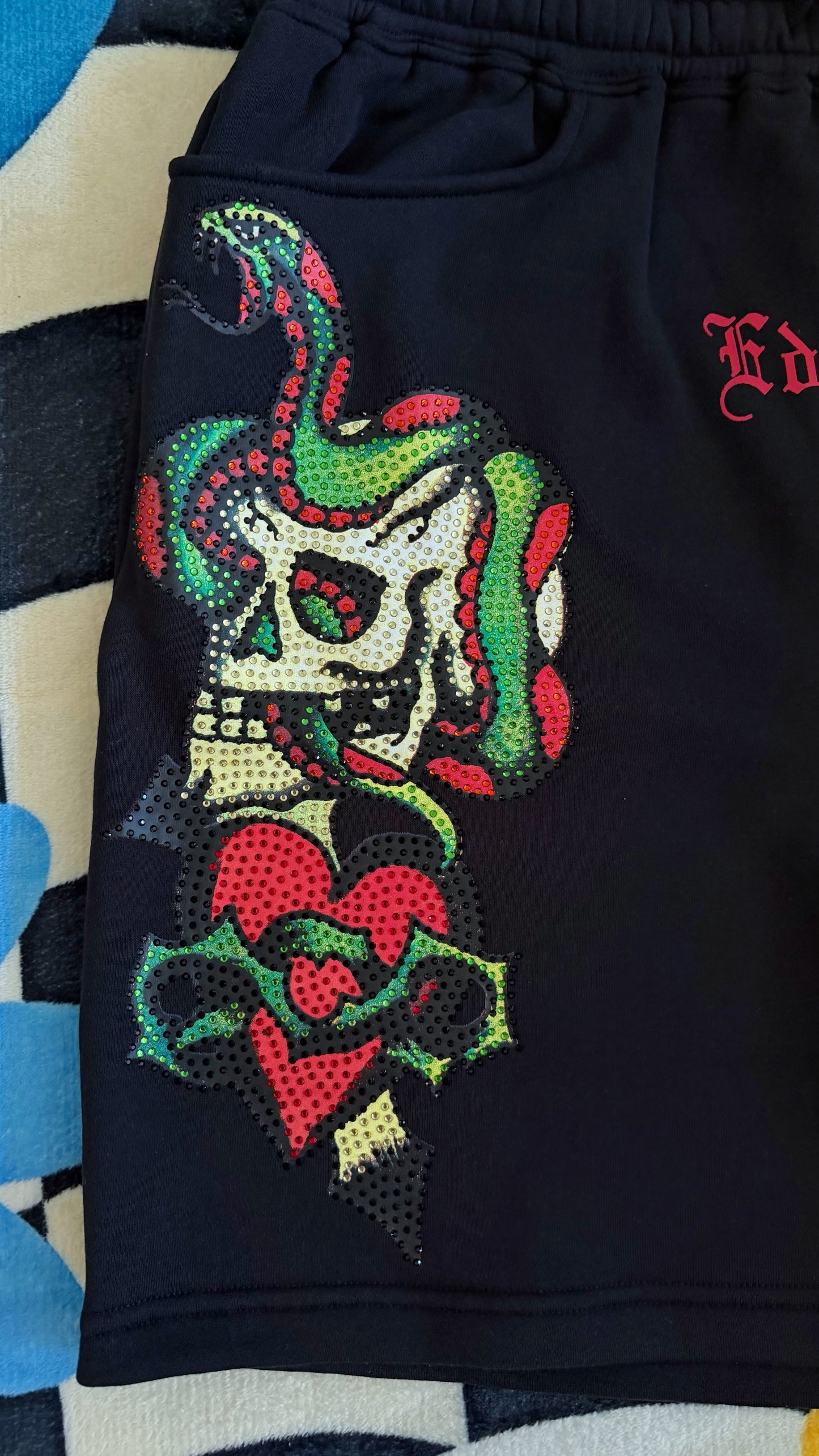 Short Ed Hardy Skull Snake Tattoo