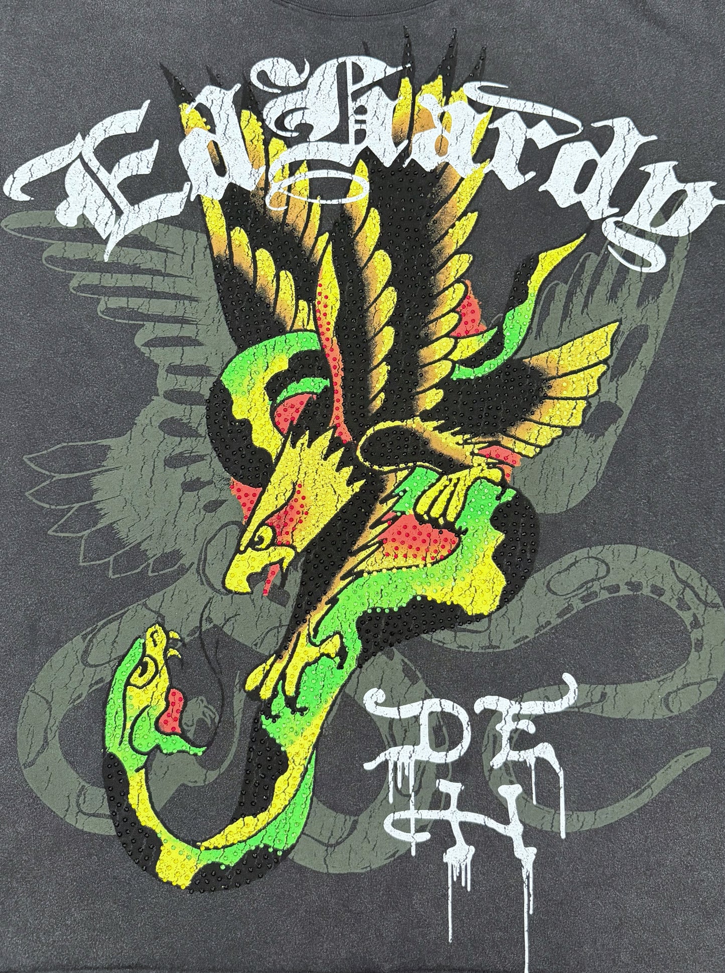 ED HARDY EAGLE SNAKE RHINESTONE BOXY TEE