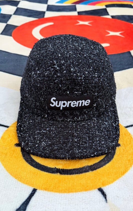 Supreme Bouclé Camp Cap – Black (SS26)