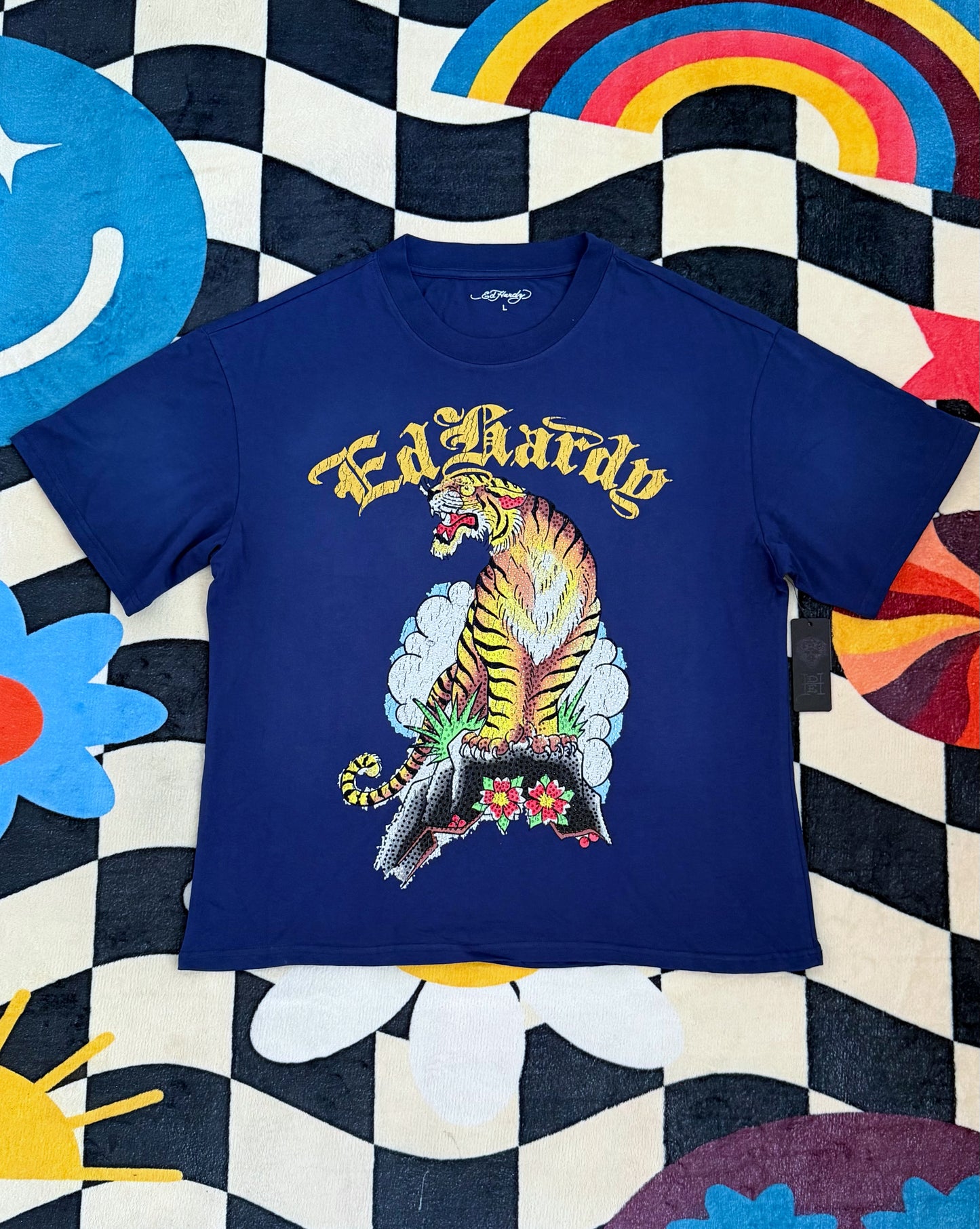 Ed Hardy Tiger Graphic Tee Blue