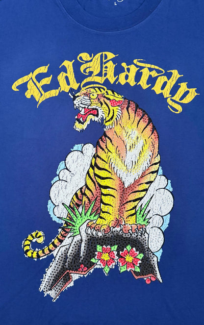 Ed Hardy Tiger Graphic Tee Blue