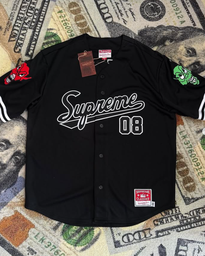 Supreme x Mitchell & Ness Downtown Hell Baseball Jersey