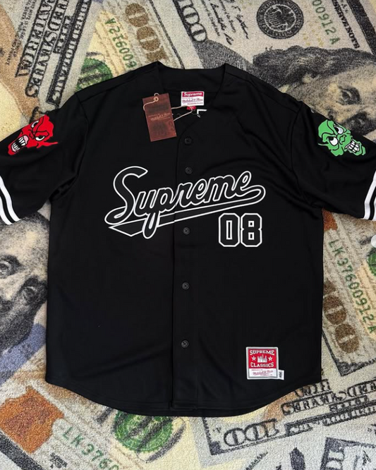 Supreme x Mitchell & Ness Downtown Hell Baseball Jersey